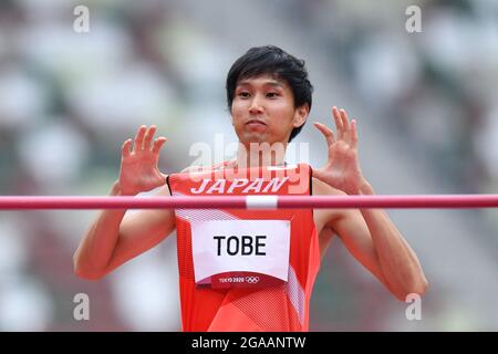 Tokio, Japan. Kredit: MATSUO. Juli 2021. Naoto TOBE (JPN) Leichtathletik : Hochsprung-Qualifikation der Männer während der Olympischen Spiele 2020 in Tokio im Nationalstadion in Tokio, Japan. Kredit: MATSUO .K/AFLO SPORT/Alamy Live Nachrichten Stockfoto