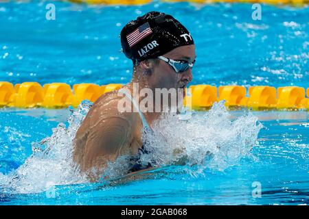 Tokio, Japan. Juli 2021. TOKIO, JAPAN - 30. JULI: Annie Lazor aus den Vereinigten Staaten nimmt am 30. Juli 2021 im Tokyo Aquatics Center in Tokio, Japan, am Finale der 200-m-Brusthakenspiele der Frauen während der Olympischen Spiele 2020 in Tokio Teil (Foto: Giorgio Scala/Insidefoto/Deepbluemedia) Credit: Insidefoto srl/Alamy Live News Stockfoto