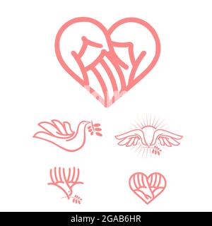 Care and Love Symbol Set Vektor Illustration Bunle Stock Vektor