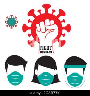 Kampf Coronavirus Set Vektor Illustration für den kommerziellen Einsatz Stock Vektor