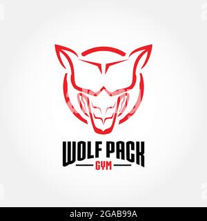 Wolf Pack Gym Symbol Konzept eine Kombination aus sechs Pack abs und Wolfkopf Stock Vektor