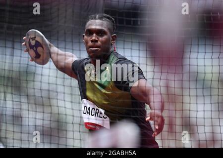 Tokio, Japan. Kredit: MATSUO. Juli 2021. DACRES Fedrick (JAM) Leichtathletik : Diskus-Wurf-Qualifikation der Männer während der Olympischen Spiele 2020 in Tokio im Nationalstadion in Tokio, Japan. Kredit: MATSUO .K/AFLO SPORT/Alamy Live Nachrichten Stockfoto