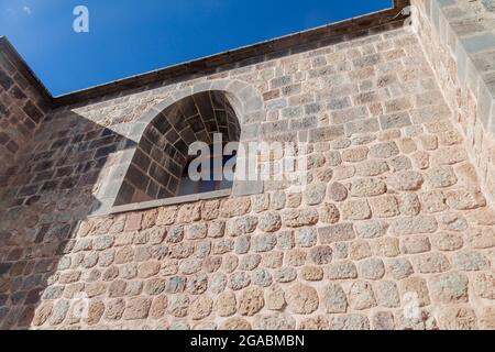 Detail einer Mauer des Klosters Santo Domingo in Cuzco, Peru. Stockfoto