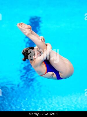 Inge Jansen, Niederländerin, während des 3-m-Sprungbretts für Frauen im Tokyo Aquatics Center am siebten Tag der Olympischen Spiele in Tokio 2020 in Japan. Bilddatum: Freitag, 30. Juli 2021. Stockfoto