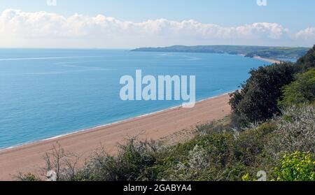 Der Strand bei Strete und Start Bay, im Frühling, Devon, Großbritannien. Stockfoto