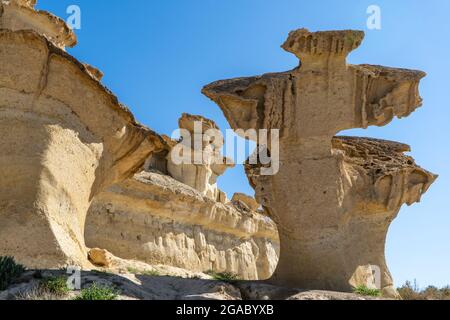 Die Erosionen von Bolnuevo, Mazarron, Spanien. Stockfoto