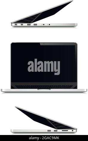 Laptop-Display-Modell, geöffnetes und geschlossenes Set Stock Vektor