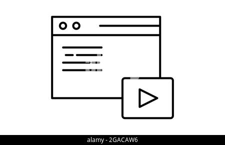 Symbol für die Vektorlinie des Videoplayers der Webseite. Elemente für mobiles Konzept und Web-Apps. Dünne Linien-Symbole für Website-Design und Entwicklung, App-Entwicklung. Stock Vektor