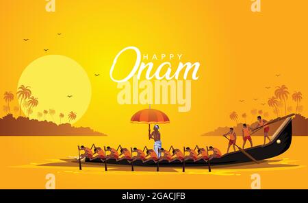 Happy onam Kerala Boot-Rennen Wettbewerb. vektor-Illustration Design Stock Vektor