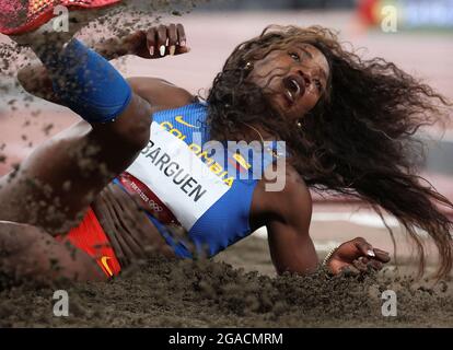 Tokio, Japan. Juli 2021. Caterine Ibarguen aus Kolumbien tritt bei den Olympischen Spielen 2020 in Tokio, Japan, am 30. Juli 2021 bei der Dreisprungqualifikation der Frauen an. Quelle: Li Ming/Xinhua/Alamy Live News Stockfoto