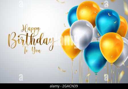 Happy Birthday Vektor Ballons Design. Alles gute zum Geburtstag, um Sie Text mit Ballons und Konfetti-Party-Elemente für Überraschungstag Grußkarte. Stock Vektor