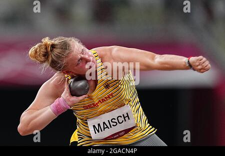 Tokio, Japan. Juli 2021. Leichtathletik: Olympiade, Kugelschuss, Frauen, Katharina Maisch aus Deutschland. Quelle: Michael Kappeler/dpa/Alamy Live News Stockfoto