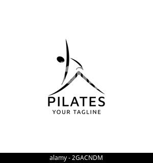 Silhouette Pilates Frau Logo Design Stock Vektor