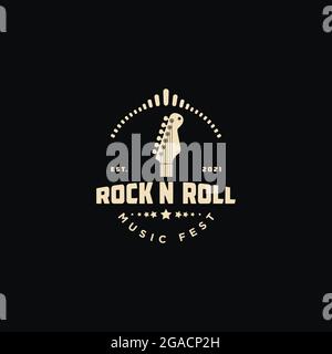 Rock and Roll Guitar Music Emblem Stock Vektor