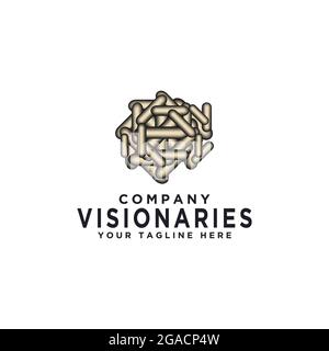 Klassische Art Deco of Eye für Illuminati, Illusion, Geheimnis, Schatz, Magie, Vision, Mystery, visuelles und optisches Logo-Design Stock Vektor
