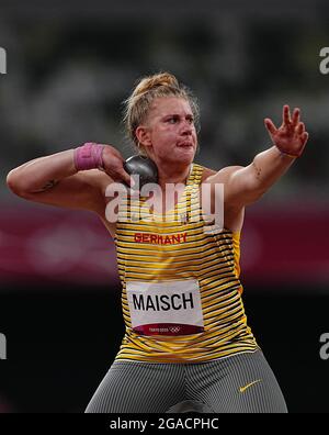 Tokio, Japan. Juli 2021. Leichtathletik: Olympiade, Kugelschuss, Frauen, Katharina Maisch aus Deutschland. Quelle: Michael Kappeler/dpa/Alamy Live News Stockfoto