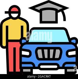 Driving Lessons for Teens Farbe Symbol Vektor Illustration Stock Vektor