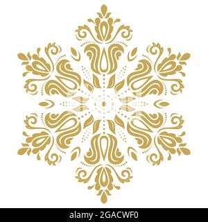 Orientalisches Muster mit Arabesken und floralen Elementen. Traditionelle klassische Ornamente. Vintage rundes goldfarbenes Muster mit Arabesken Stockfoto