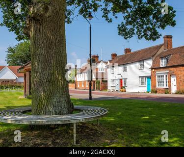 Essex, Großbritannien - 20. Juli 2021: Eine Szene im malerischen Dorf Stock in Essex, Großbritannien. Stockfoto