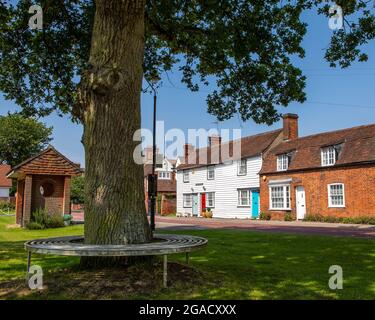 Essex, Großbritannien - 20. Juli 2021: Eine Szene im malerischen Dorf Stock in Essex, Großbritannien. Stockfoto