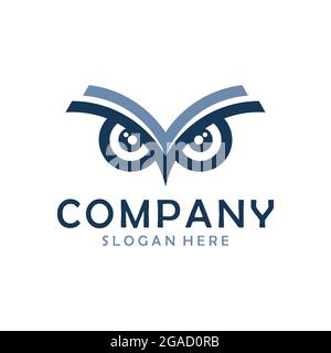 Eule Auge abstraktes Buch Logo Symbol flach Vektor Konzept Design Stock Vektor