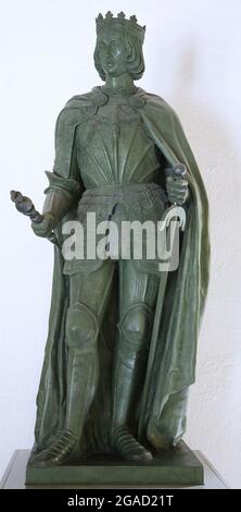 Ferdinand II. (1452 – 1516) König von Aragon (1479-1516) Ehemann von Königin Isabella I. von Kastilien, König von Kastilien von 1474 bis 1504 als Ferdinand V. Statue von Antonio und Miguel Marin im Jahr 1862. Stockfoto