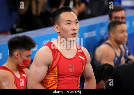 Tokio, Japan, 28. Juli 2021. Wei Sun vom Team China beim Men's All Around Gymnastik Finale am 5. Tag der Olympischen Spiele 2020 in Tokio im Ariake Gymnastik Center am 28. Juli 2021 in Tokio, Japan. (Foto von Pete Dovgan/Speed Media/Alamy Live News) Stockfoto