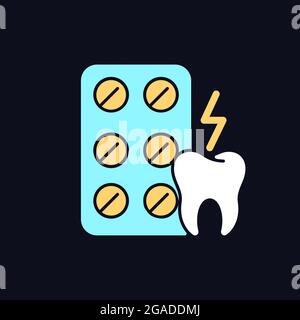 Schmerzmittel RGB-Farbsymbol für dunkles Thema Stock Vektor