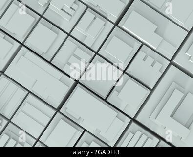 Technologiehintergrund grau. Digitale Technologie und Cyberspace-Konzept. Futuristischer Style. 3D-Rendering. Stockfoto