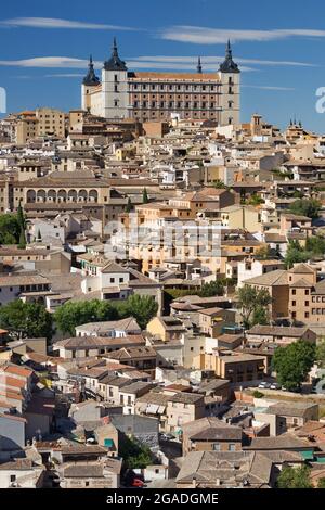 Altstadt von Toledo aus Mirador del Valle, Spanien. Stockfoto