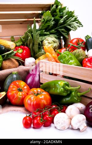 Verschiedene Gemüsesorten für eine ausgewogene Ernährung Stockfoto