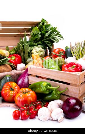 Verschiedene Gemüsesorten für eine ausgewogene Ernährung Stockfoto