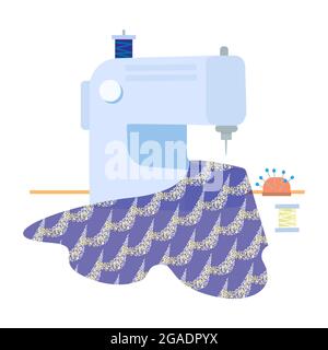 Nähmaschine für Kleidung und Stickerei. Vektorgrafik Stock Vektor