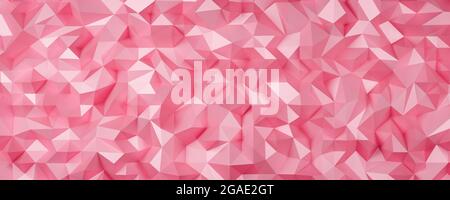 Rosa Dreieck niedriges Polygon. Rose Gold geometrische dreieckige polygonal. Abstrakter Mosaikhintergrund. 3D-Rendering-Illustration. Stockfoto