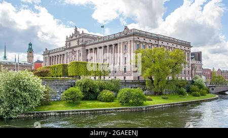 Schwedisches Parlament (Sveriges riksdag) in Stockholm Stockfoto