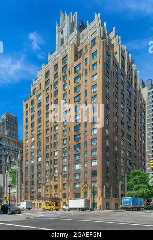 Das 55 Central Park West ist ein Art déco-Wahrzeichen, das von Schwartz & Gross entworfen wurde. Stockfoto