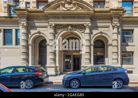 57 West 75th Street, entworfen von Lamb & Rich, ist Teil des Upper West Side / Central Park West Historic District. Stockfoto