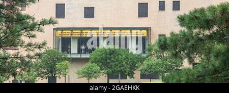 Oklahoma City, Oklahoma - das Museum am Oklahoma City National Memorial. Das Memorial markiert den 1995 im Inland erregten Terroranschlag, der die Al zerstörte Stockfoto