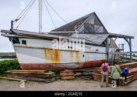 Die Werft in der Dämmerung, Saint-Vaast la Hougue, Cotentin, Normandie, Frankreich Stockfoto