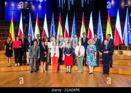 Breslau, Polen. Juli 2021. 30 Jul 2021 Polen Breslau VII Polnisch-Spanisches Parlamentarisches Forum spricht mit Vertretern der polnischen und spanischen Parlamente über den Europäischen Wiederaufbaufonds und die Zusammenarbeit zwischen den Ländern unter Beteiligung des Marschalls des polnischen Sejm, Elzbieta Witek und Meritxell Batet - Präsidentin des spanischen Abgeordnetenkongresses (Bild: © Krzysztof Kaniewski/ZUMA Press Wire) Bild: ZUMA Press, Inc./Alamy Live News Stockfoto