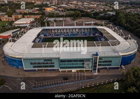 King Power Stadium Heimstadion der ehemaligen Premier League Champions Leicester City Football Drone Aerial Crash Site des Hubschraubers Vichai Srivaddhanaprabha Stockfoto