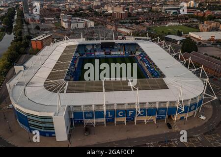 King Power Stadium Heimstadion der ehemaligen Premier League Champions Leicester City Football Drone Aerial Crash Site des Hubschraubers Vichai Srivaddhanaprabha Stockfoto