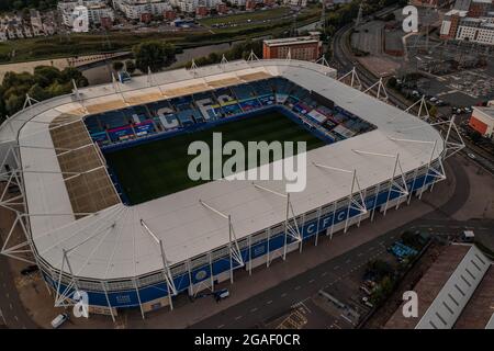 King Power Stadium Heimstadion der ehemaligen Premier League Champions Leicester City Football Drone Aerial Crash Site des Hubschraubers Vichai Srivaddhanaprabha Stockfoto