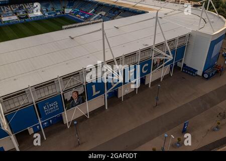 King Power Stadium Heimstadion der ehemaligen Premier League Champions Leicester City Football Drone Aerial Crash Site des Hubschraubers Vichai Srivaddhanaprabha Stockfoto