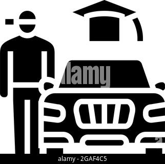 Driving Lessons for Teens Glyphe Icon Vektor Illustration Stock Vektor