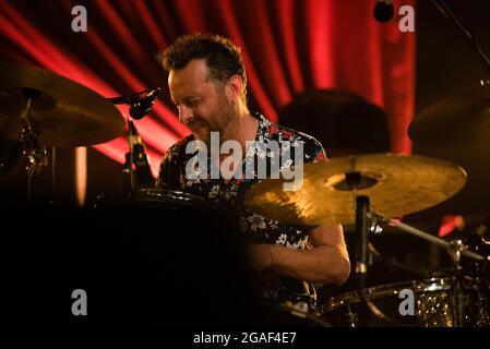 Padua, Italien. 29. Juli 2021. Batterista dei Negrita durante il Concerto durante titoloEvento, Konzert in Padova, Italien, 29 luglio 2021 Quelle: Independent Photo Agency/Alamy Live News Stockfoto