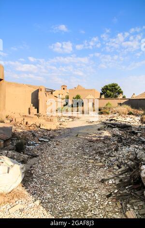 Überreste von verlassenen Gebäuden aus den Minen des Dorfes La Union in der Provinz Cartagena, Gemeinde Murcia, Spanien. Stockfoto