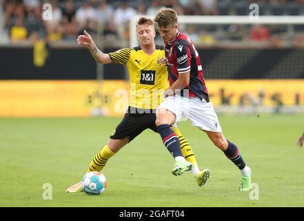 Dortmund, Deutschland. 30. Juli 2021. firo: 30.07.2021, Fußball, 1. Bundesliga, Saison 2021/2022, Testspiel, Borussia Dortmund - FC Bologna, Marco Reus, Borussia Dortmund, BVB, Dortmund, Duels, Credit: dpa picture Alliance/Alamy Live News Stockfoto