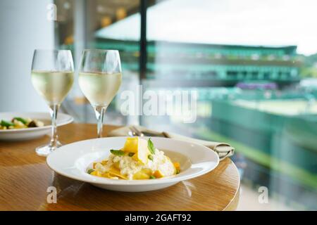 Frische Pasta bei den Wimbledon Tennis Championships Stockfoto