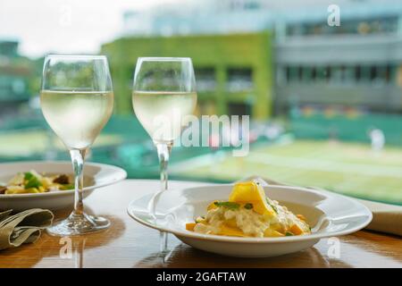 Frische Pasta bei den Wimbledon Tennis Championships Stockfoto